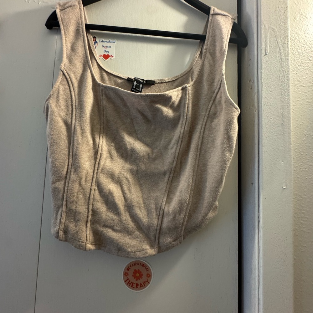 Forever 21 Tan Fitted Bustier Tank Top